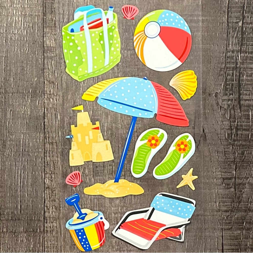 💞 New Beach Toys Scrapbook Stickers